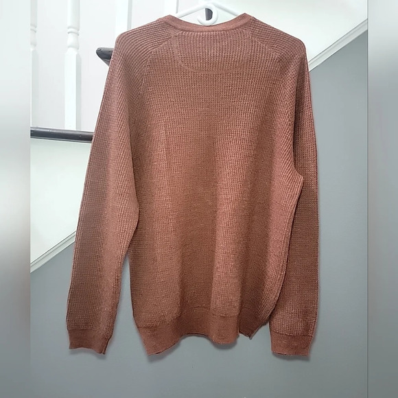 Joseph Abboud Sweater Henley Wool Blend Long Sleeve Rust Orange Large Preppy - Picture 3 of 4